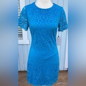 Laundry By Shelli Segal Blue Lace Dress